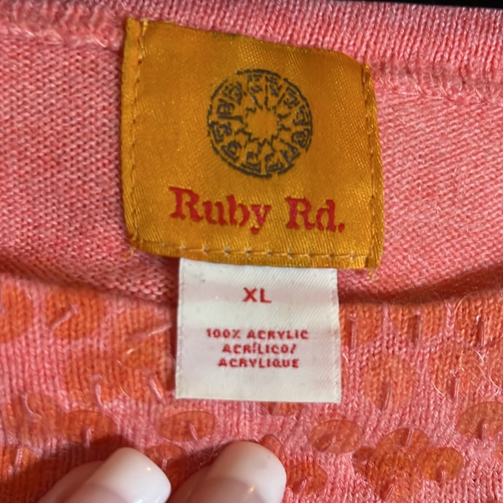 Ruby Rd. Xl Melon Colored Extra Soft Sweater With… - image 3